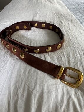 Madewell Leather Studded Women’s Belt in Brown with Gold Hardware